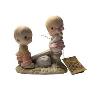 1977 Enesco Precious Moments Love Lifted Me Porcelain Figurine Jonathan & David